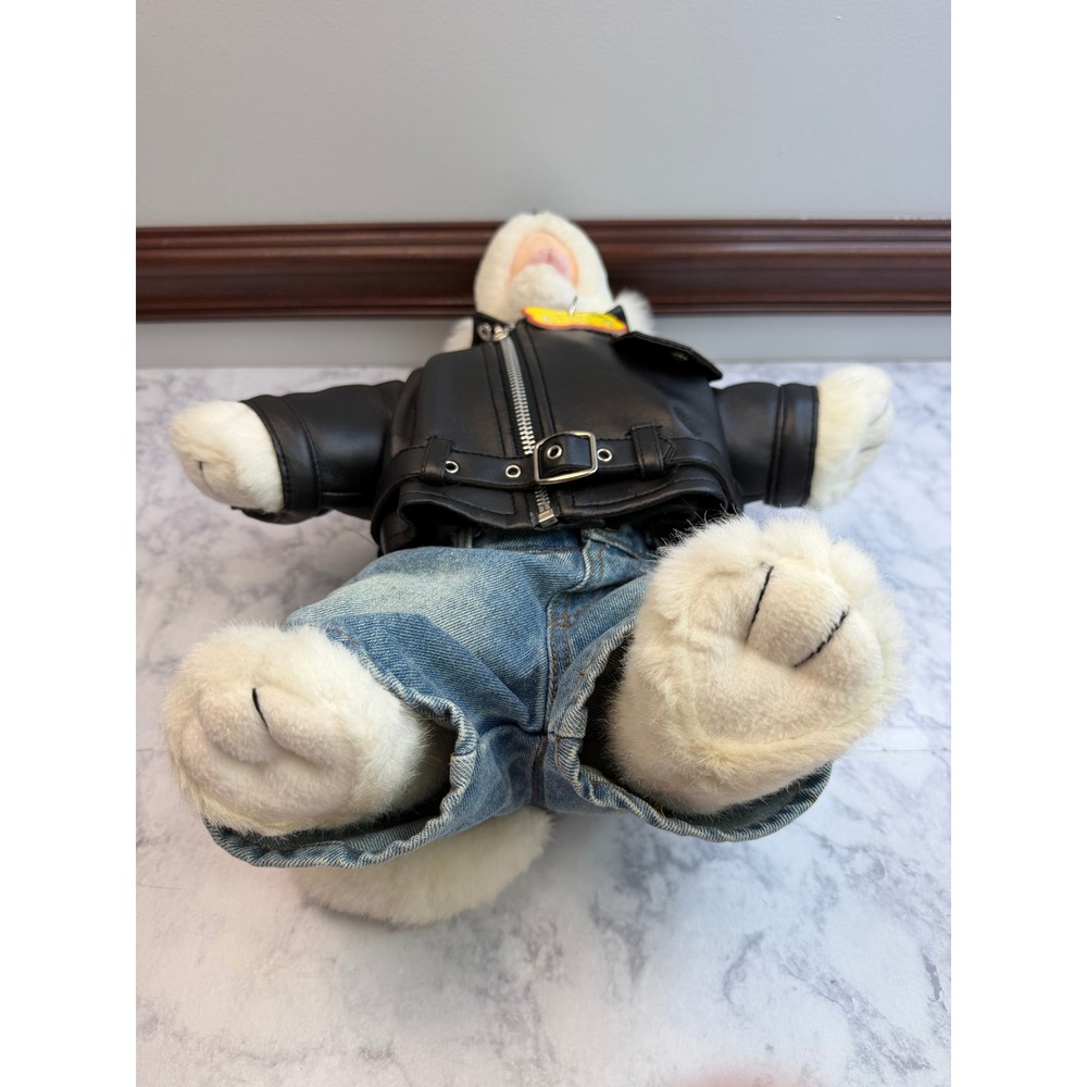 Build-A-Bear Husky Plush Harley-Davidson Biker Outfit Leather Jacket Jeans 16" - Picture 12 of 16